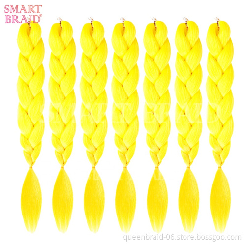 2 Pack Wholesale  Hot Sale Easy Braiding Hair  Pre Stretch Soft Yaki Synthetic Crochet Braid Hair Extension Stretched